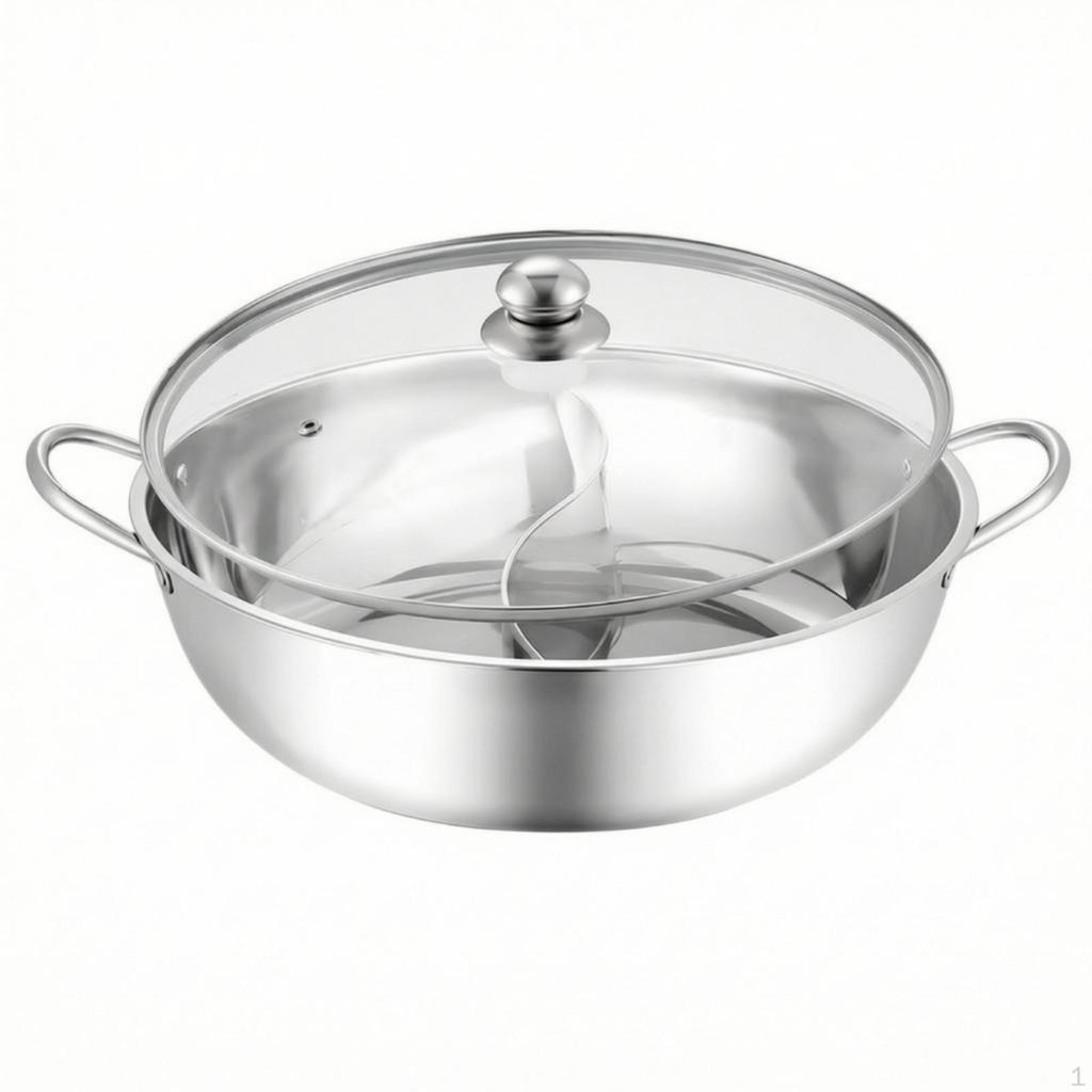 Divided Pot with Ladles Stainless Steel TwoFlavor Cookware for Families,