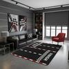 Racing Sports Car Rug, Checkered Flag Yellow Splash Print, Non-Slip Washable Soft Mat for Living Room Sofa Dining Room Indoor
