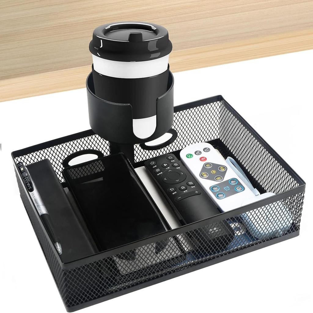 Drink Holder Desk Clamp Cup Holder Under Table Storage Rack 360 Degree Rotation with Sheet Clamp Type No Drilling Required Easy Installation Space