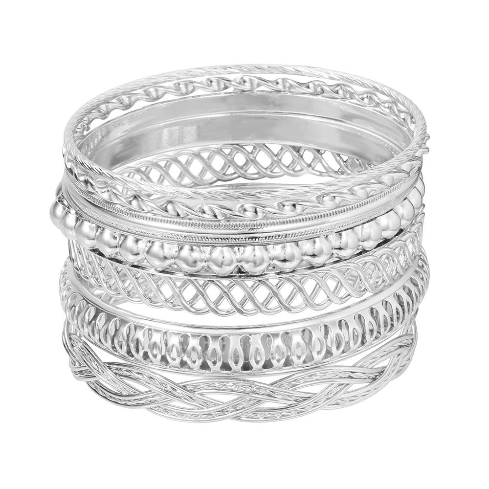 Bohemian-Style 12-Piece Multi-Layer Alloy Bracelet Set for Women