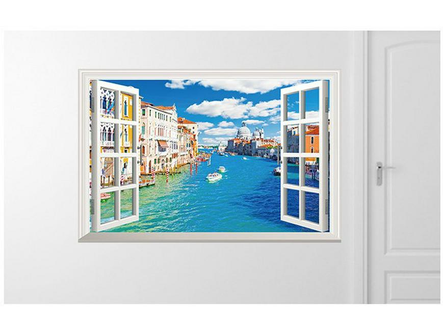 

3D Наклейки на стіну з імітацією вікна: Океан, Лаванда, Соняшники, Декоративні наклейки з пейзажами