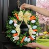 Colorful Eggs Easter Wreath Carrots Design Handmade Front Gate Wreath Vibrant Colors Decorative Artificial Flower Wreath