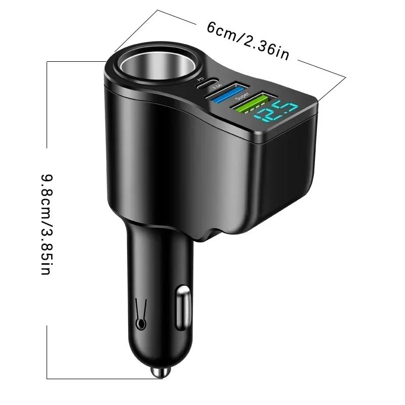 Car Charger, Mobile Phone Super Fast Charging, Car Cigarette Lighter Conversion Plug, Car Charger Extension Charger Parts