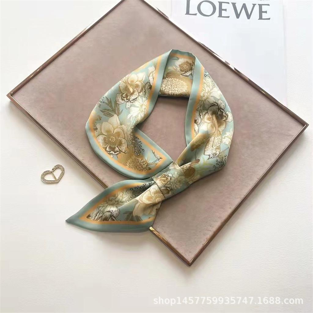 Silk Scarf Small Long Square Scarf Women'S High-End Neck Protection Scarf Professional Matching Shirt Scarf