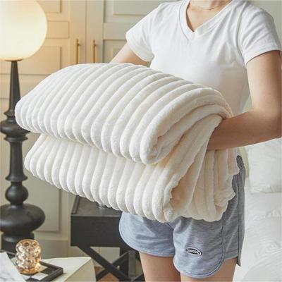 Coperta Jacquard in Pile di Corallo Ispessito - Pelliccia Sintetica di Coniglio, Copertura in Flanella, Regalo e Uso con Aria Condizionata