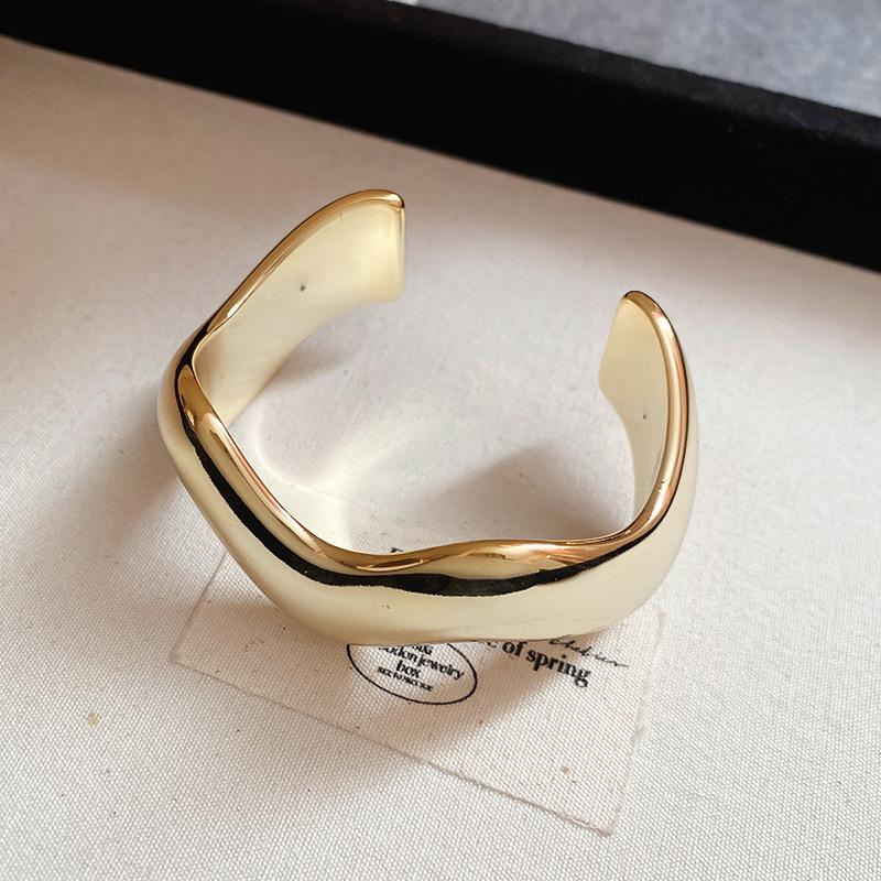 Wave cold wind opening bracelet exaggerated simple design bracelet light luxury jewelry women