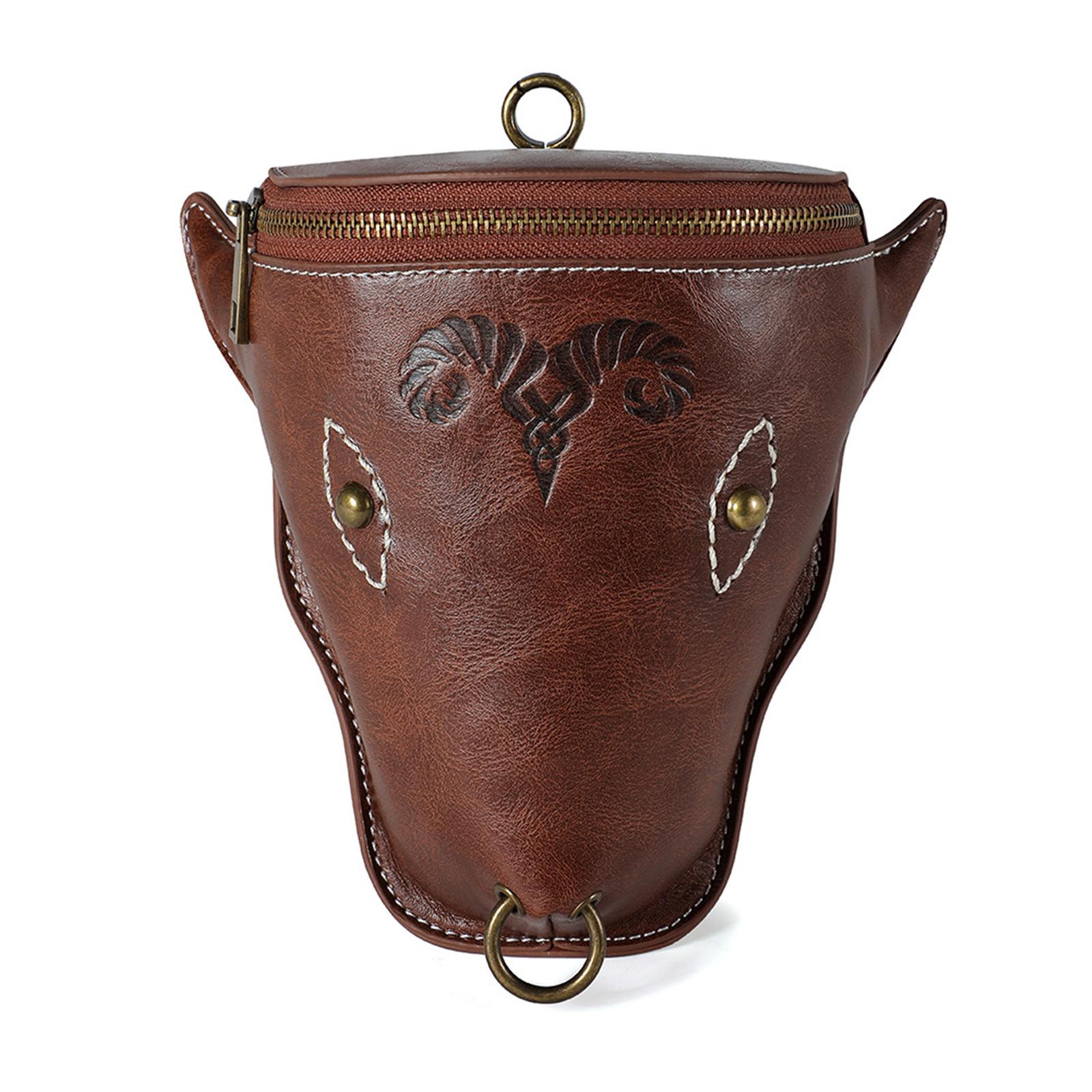 

Medieval Waist Pack Leather Belt Pouches Waist Bag LARP Renaissance Costume Accessories for Women Man Leather Fanny Pack C