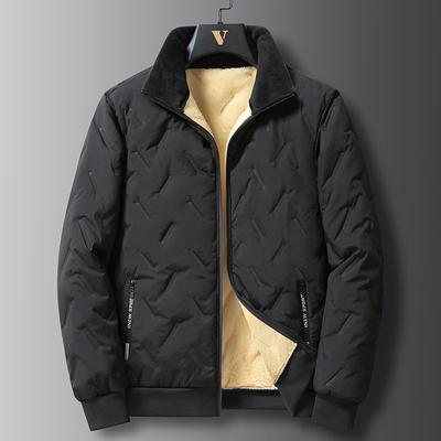 Winter Middle-aged Lamb Wool Warm and Fleece Windproof Casual Cotton-padded Men's Jacket
