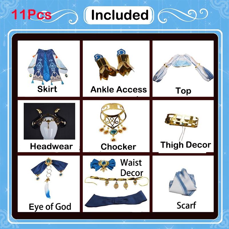 

Impact Genshin Костюм для косплея Нилу Парик Хэллоуин Карнавальная вечеринка Реквизит Кон Комик