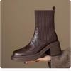 Thick-soled elastic boots versatile women's cross-border small knitted wool tube women's shoes 2026 new high-heeled thin boots