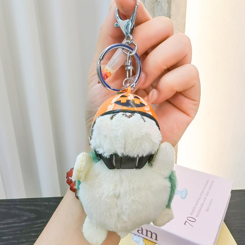 1Pcs Animal Ornament Car Exquisite Decoration Helmet Sea Turtle Keychain Purse Bag Charm Plush Pendant Keyholder
