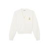 MLB SS24 New York Yankees V-Neck Button Cardigan Embroidered Logo Knitwear Women Cardigans Cream 3FKCH0241-50CRS