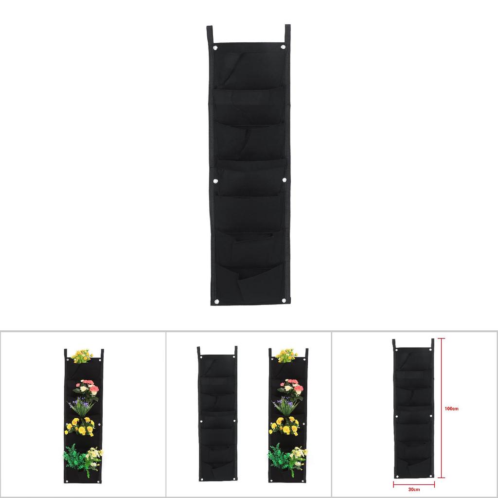 Pocket Vertical Felt Garden Plant Grow Container Bags Wall Hanging Planter 7 Pocket 100*30CM