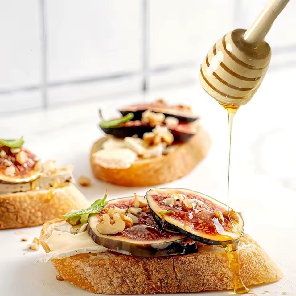 1PCS Honey Stir Bar Mixing Handle Jar Spoon Practical Wood Dipper Honey Long Stick Supplies Honey Dessert Spoon Kitchen Tools