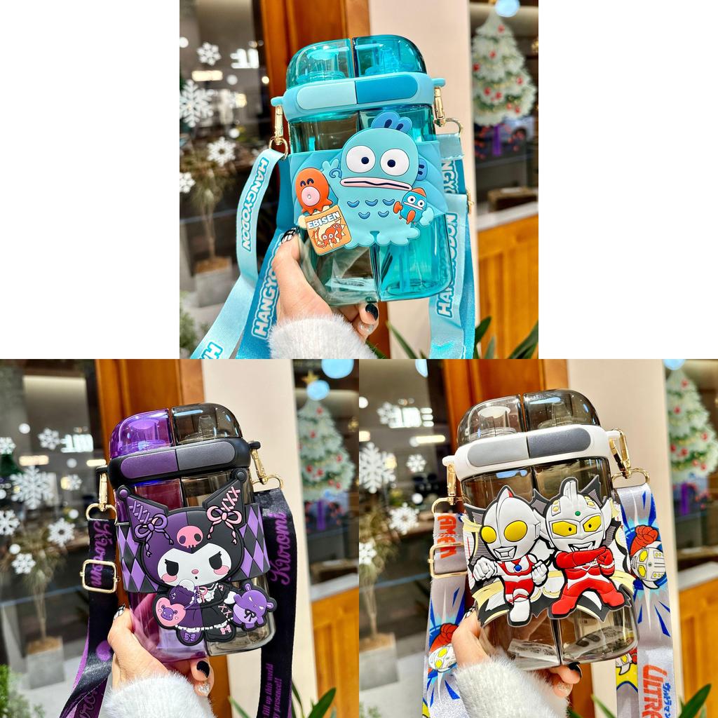 Sanrio Kids Tritan Straw Cup With Double Drinking Compartments For School And Travel