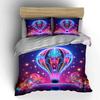 Colorful Hot Air Balloon Decor Bedding Set With 1 Duvet Cover 2 Pillowcases Single Double King Queen, Gift