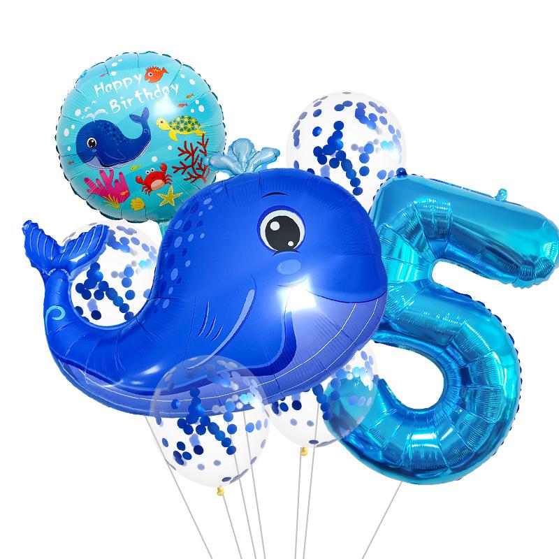 Lantern Fish Shark Whale Benny Crab Year Old Aluminum Film Balloon Digital Balloon Bundle