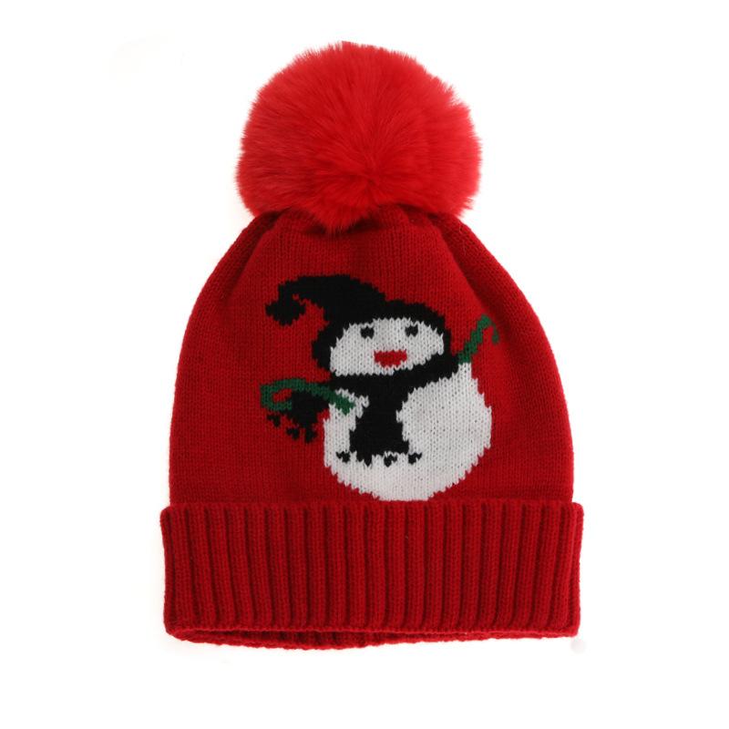 Boys and girls winter hats, new children's hairball thermal hats, festive snowman Christmas hats, children's foreign trade
