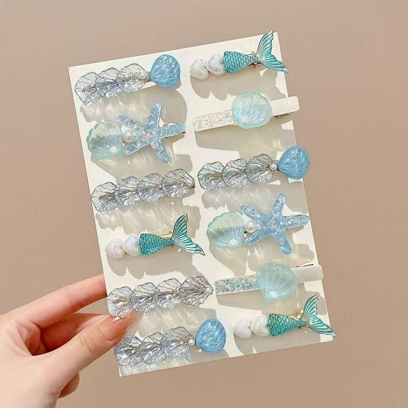5Pcs Y2K Style Shell Starfish Hair Clips Sweet Mermaid Hairpins Kawaii Girls Hair Accessories for Street Snap Dating Wear