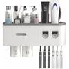 Automatic Toothpaste Dispenser Magnetic Toothbrush 2 Cups Holder 6 Toothbrush Hocks (2 Dispenser 2 Cups)