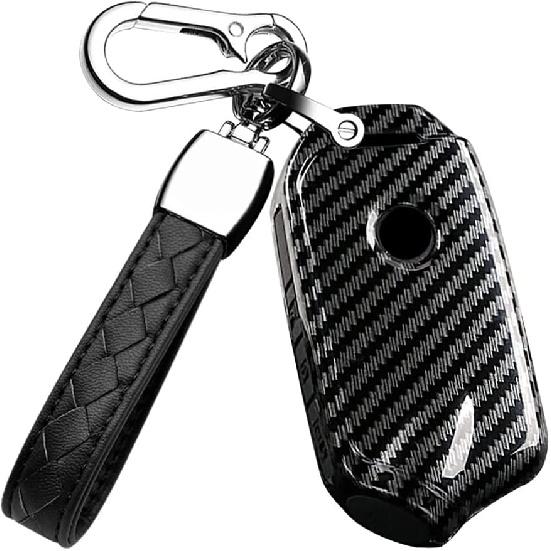

HIBEYO 3/4 Button Key Fob Cover for Kia Stinger k900 2018-2023 Accessories with Keychain Smart Remote Auto Key Case - Red чёрный