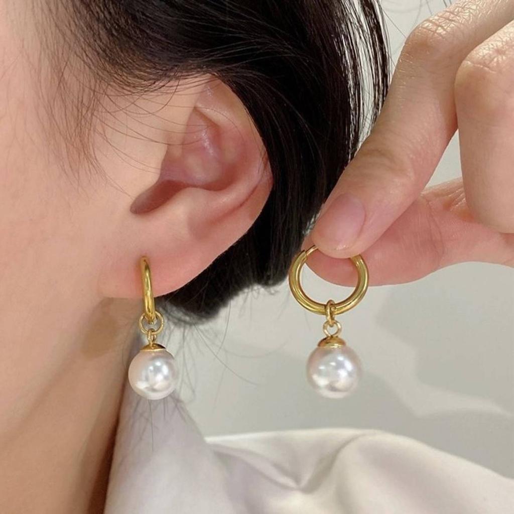 Imitation Pearls Drop Earrings for Women Girls Stainless Steel Jewelry Accessories Wedding Valentine's Day Gifts