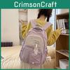 Fashionable Color Blocked Letter Cat Pattern Student Backpack With Pendant For Students