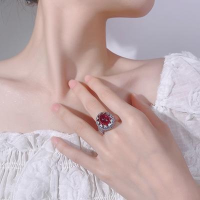 Schmuck Ring Schmuck Damen Farbe Schatz Eingelegter Chalcedon Rubin Öffnung Luxus
