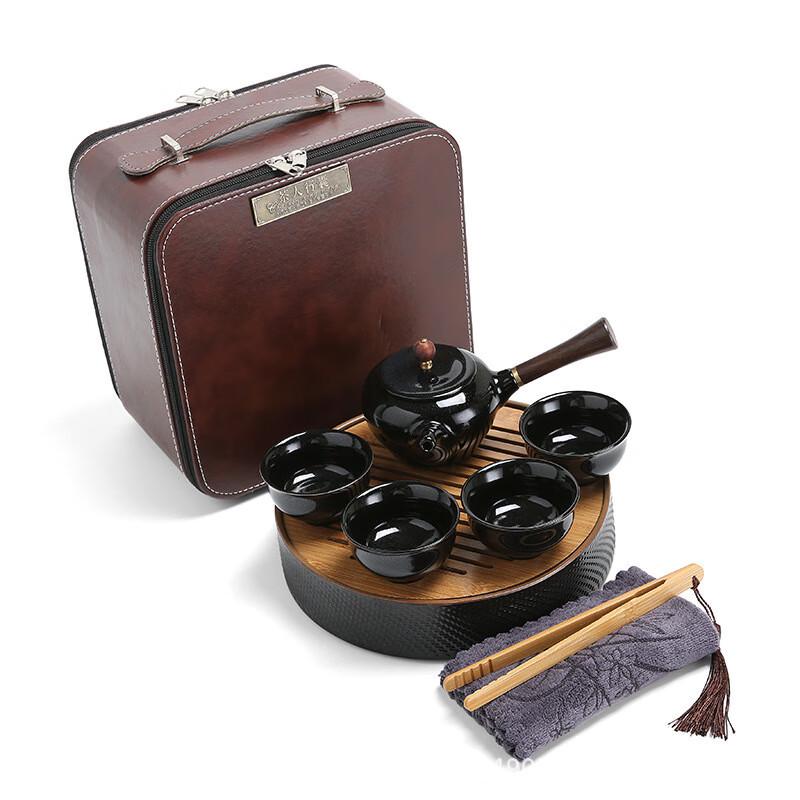 Chaxun Japanese Style Travel Tea Set with Round Dry Bubble Tray
