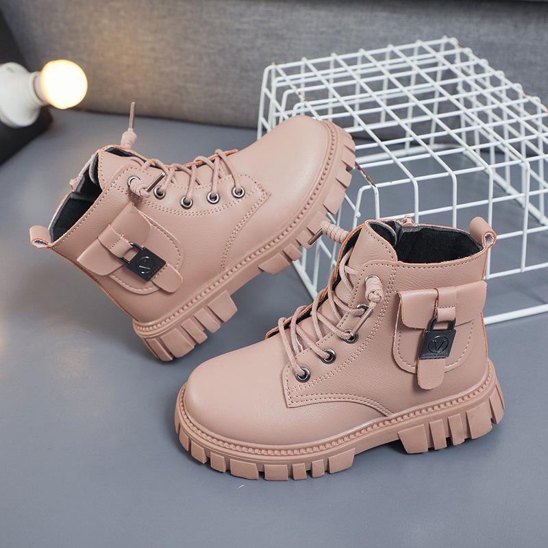 Children Leather Boots Girls Fashion Autumn Winter Casual Comfortable Short Boots Warm Kids Versatile Anti Slip Cotton Boots