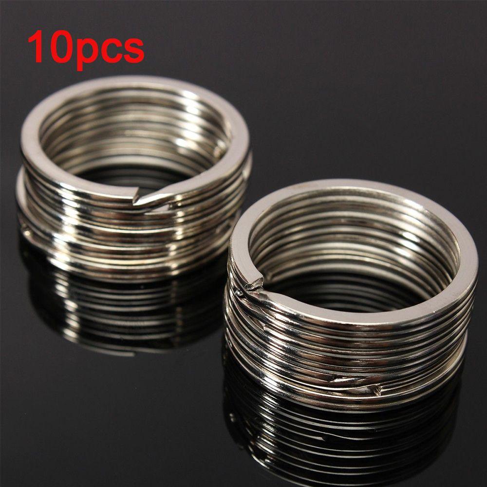 10Pcs/Pack New Pocket Clasps Chain Loop Stainless Steel Split Key Ring Keychain