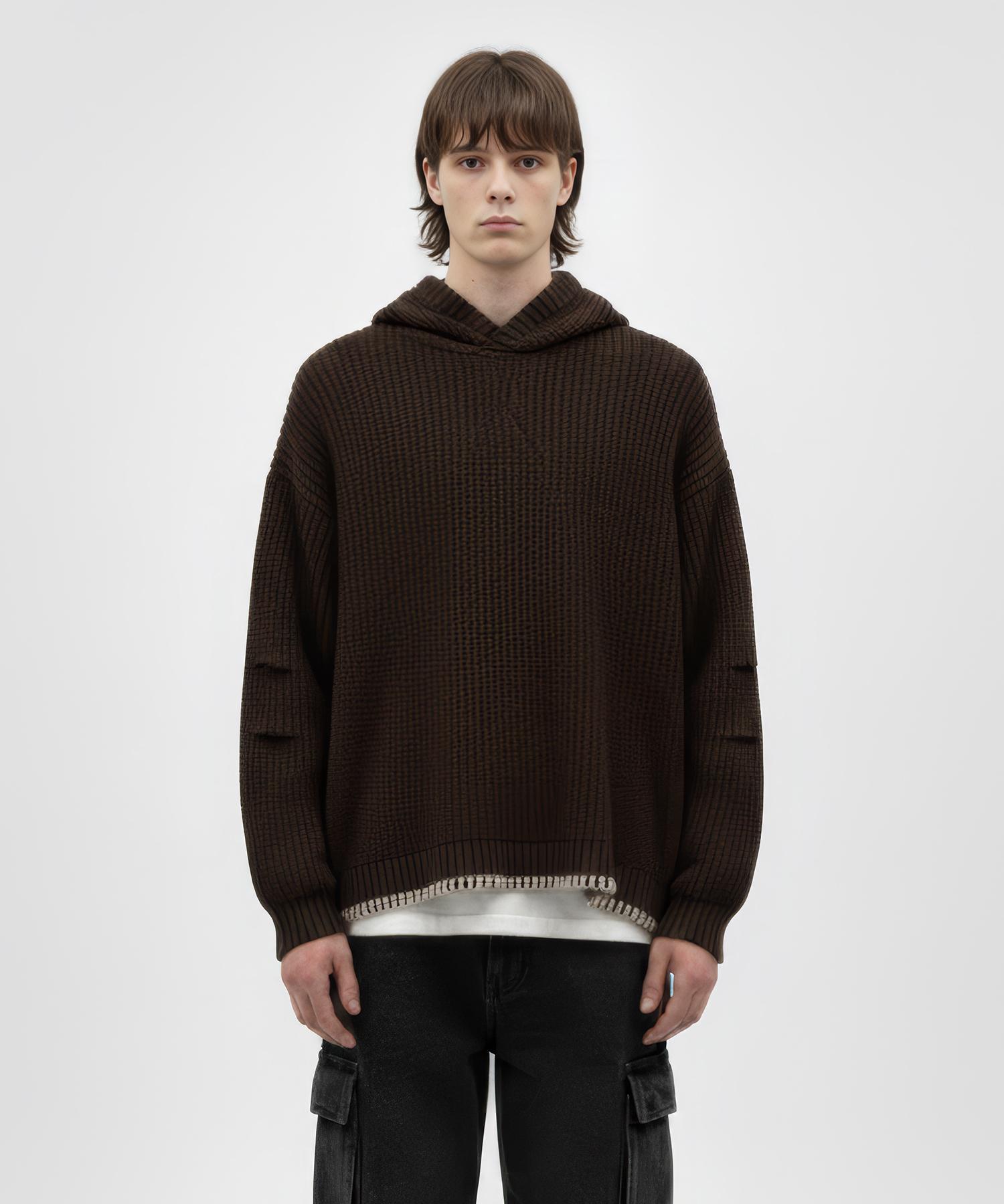 Zensai Craft Embroidered Hooded Knit Black/S