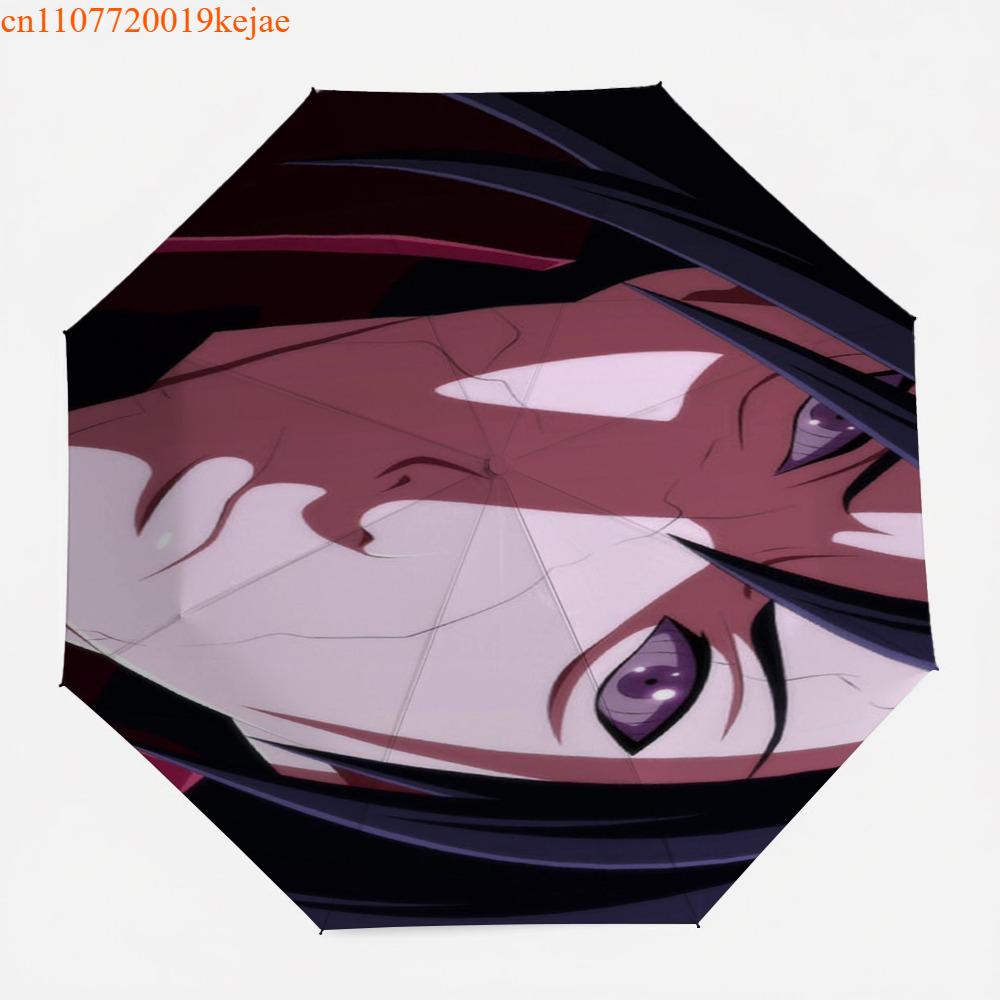 NARUTO Uchiha Itachi Akatsuki Shadow Umbrella Intense Sharingan Gaze Design UV Resistant Portable Foldable Umbrella