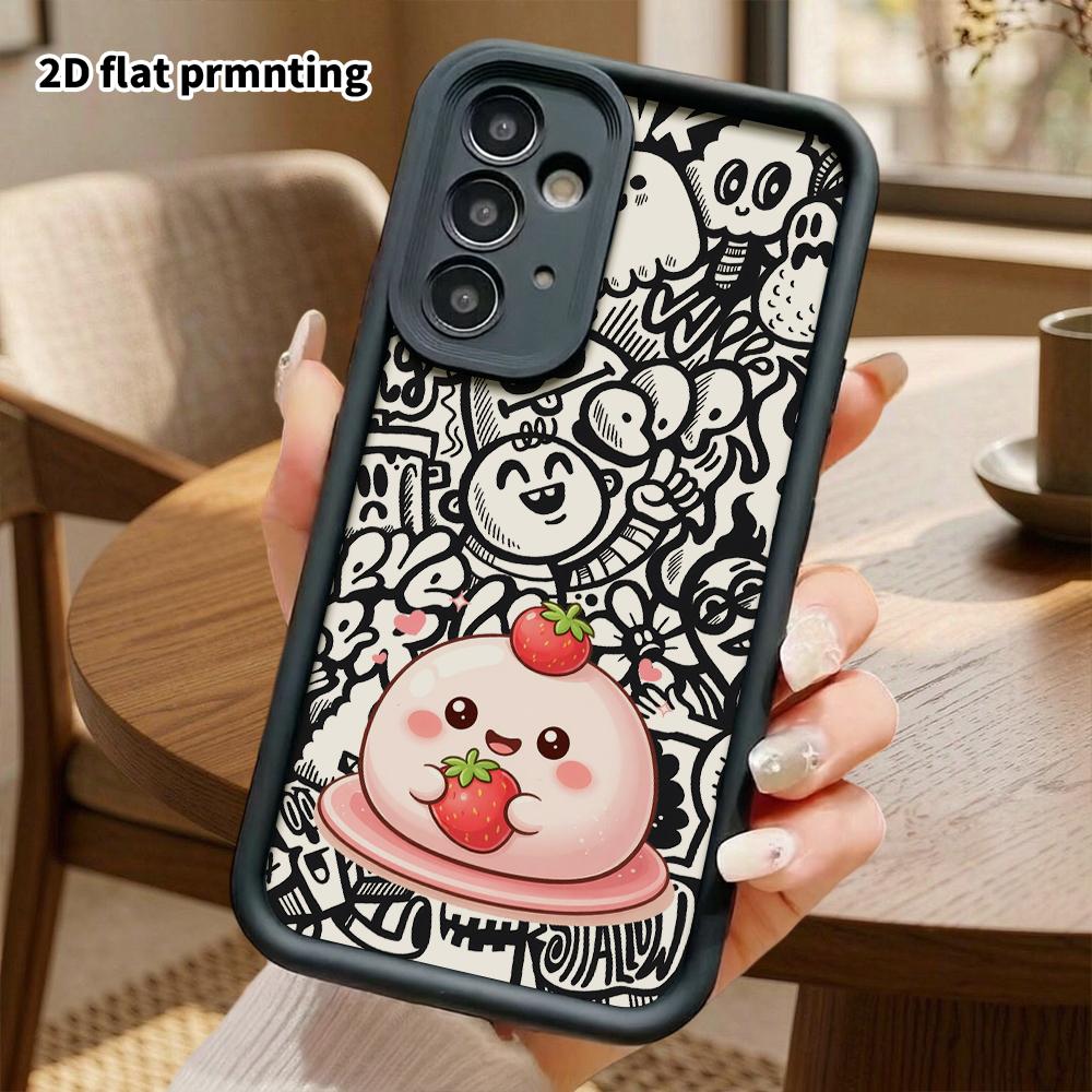 Phone case: 2D flat Samsung Galaxy A34 A35 M05 M06 S20 S22 S21 FE Plus 5G protective case with strawberry buns, Christmas and Halloween gift