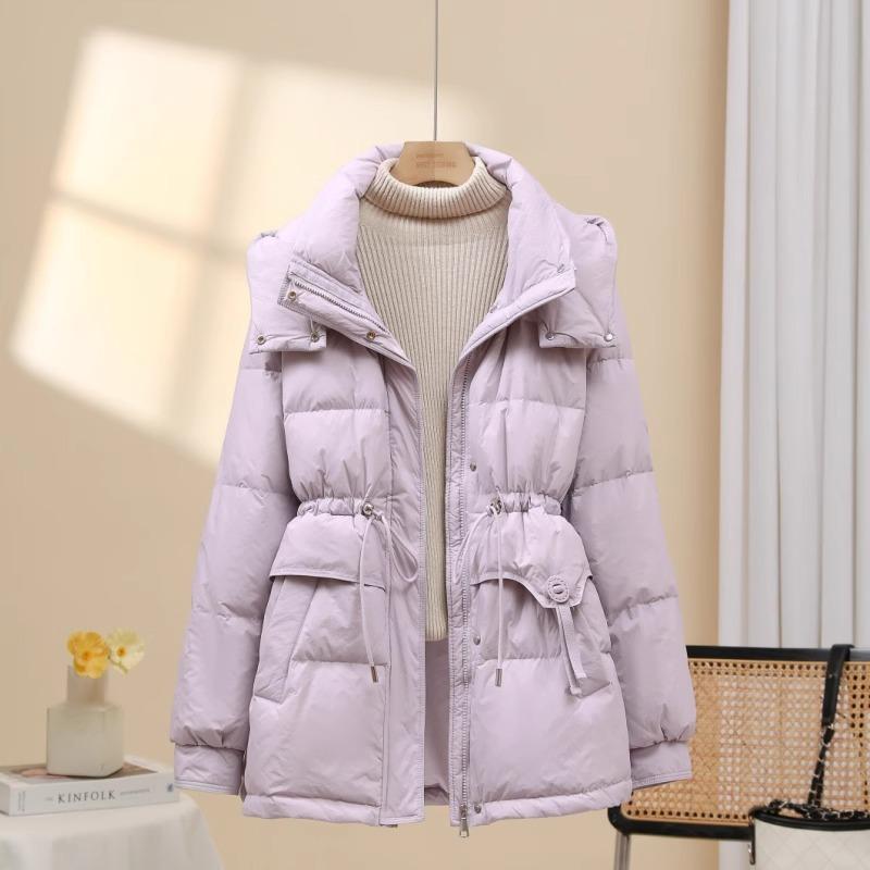 Down jacket women's medium and long 2024 new fashionable high-end loose waist small white duck down winter