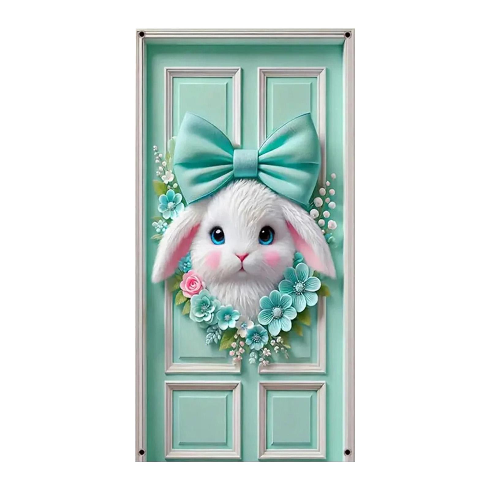 

180*90cm Easter Egg Bunny Wreath Easter Atmosphere Hanging Banner Banner One Size