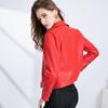 Jachetă roșie din piele artificială pentru femei, primăvară, toamnă, solidă, cu fermoar, haină motociclistă, îmbrăcăminte casual pentru femei, jachete pentru motociclete