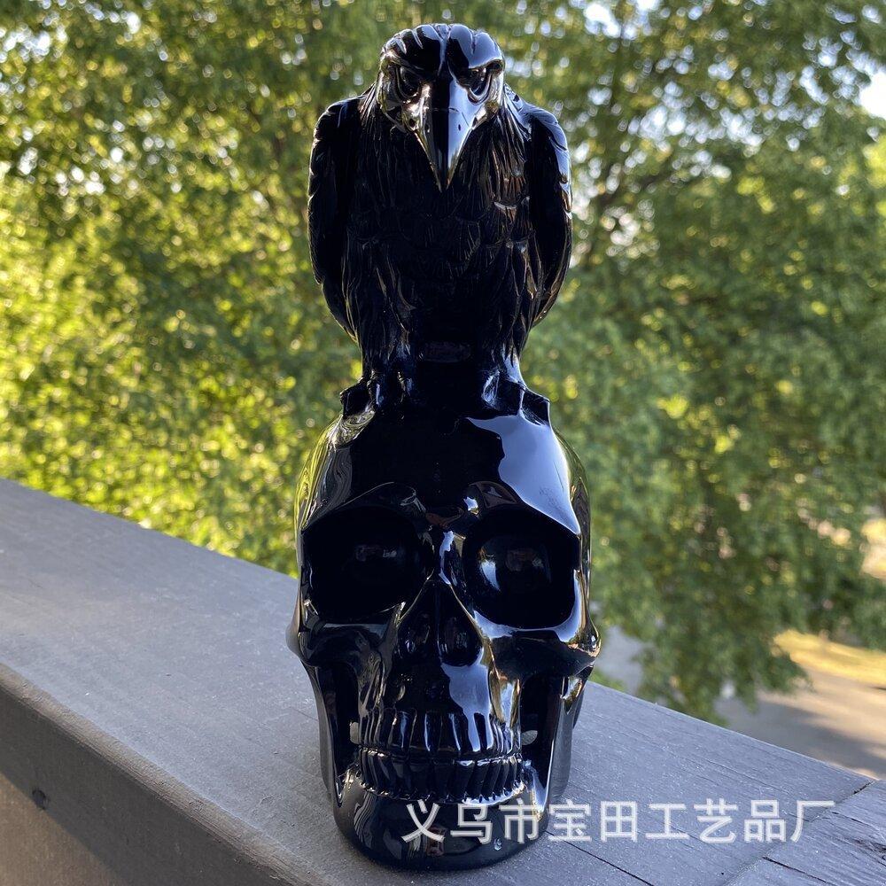 Halloween Skull Garden Home Decoration Crow Skull Resin Crafts Ornament Atmosphere Decoration Sculpture