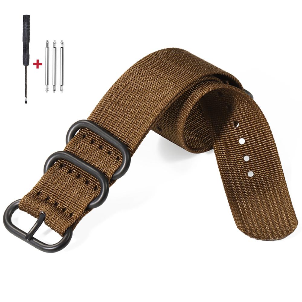 Multicolor Watch Band Nylon Black Ring Buckle Strap 18/20mm 22mm 24mm Striped Waterproof Replace Watch Accessories for Man Women
