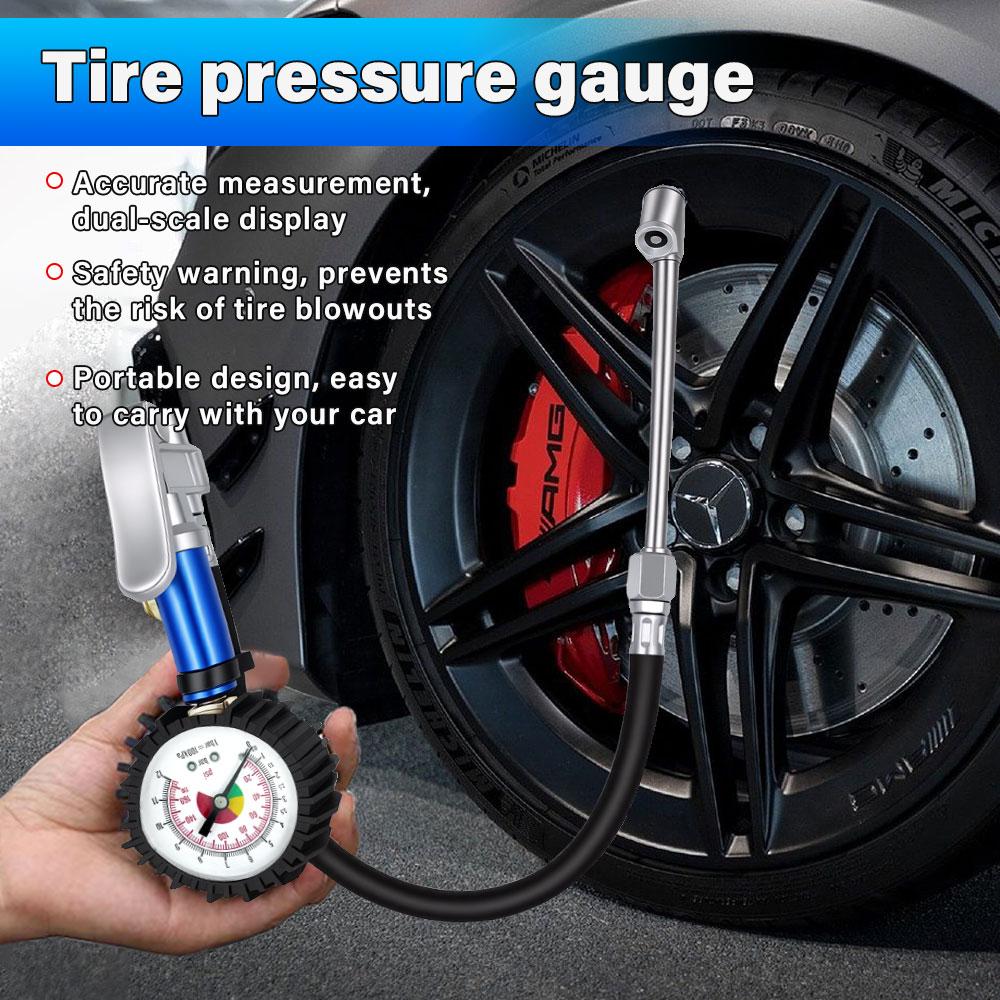 12 Bar Self Clamping Tire Inflator with Air Pressure Gauge and Quick Air Connector Pump Gun Tire Inflator Gauge Inflator Gun