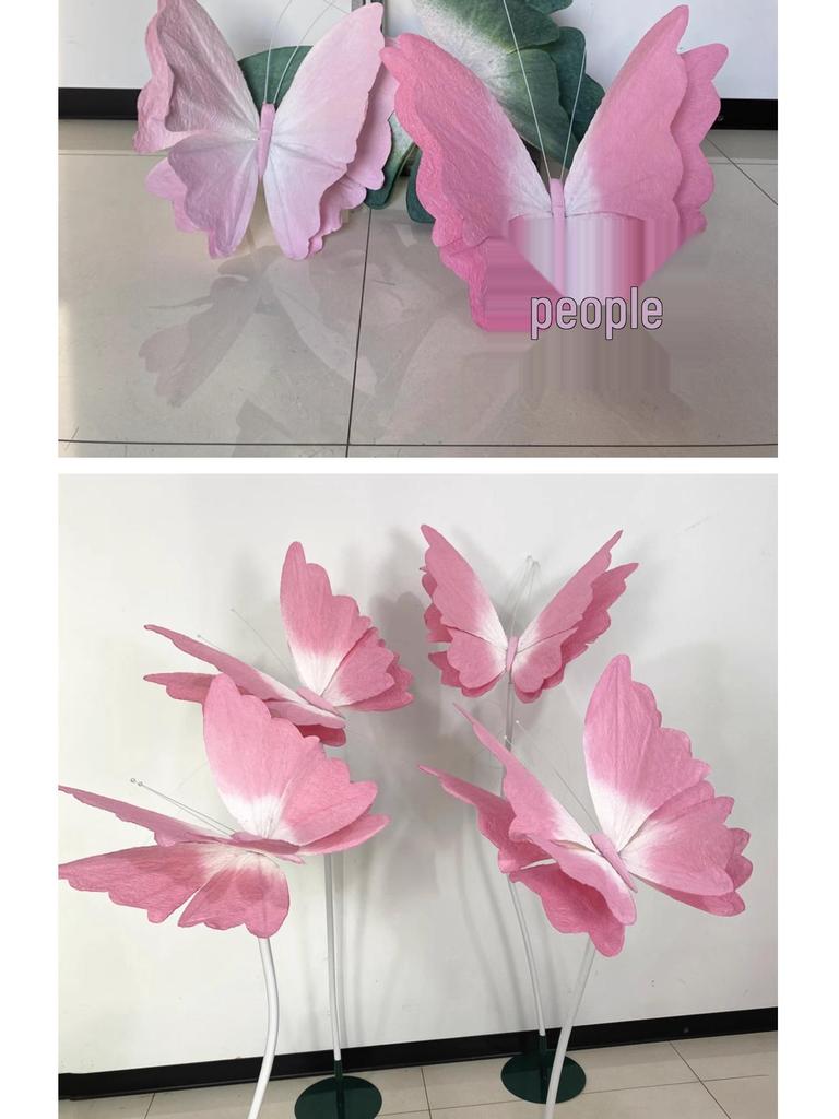 Large Pink Butterfly Art Set for Visual Merchandising, Window Decoration, Floral Display, and Hotel Landscaping