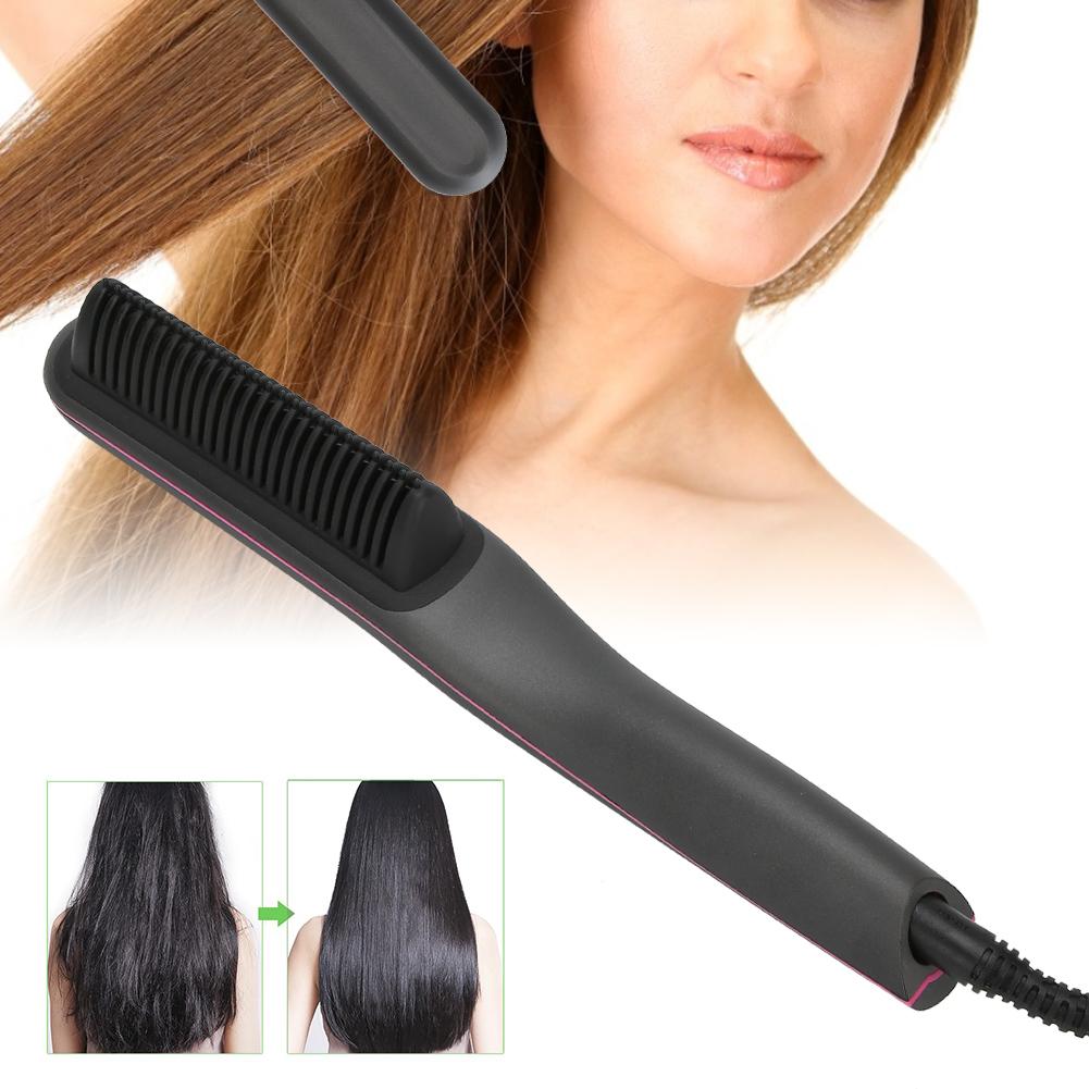 Pieptene electric de îndreptat părul anti-opărire perie de îndreptat barba  (gri )