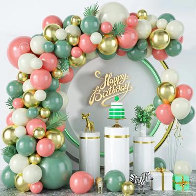 Vintage Pink Bean Green Balloon Chain Package Birthday Celebration Wedding Decoration Opening Arch Decoration
