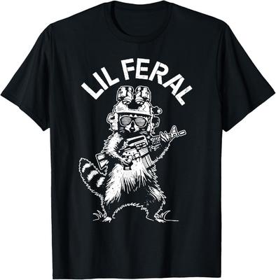 Lil Feral Funny Tactical Raccoon Military Law Enforcement Unisex T‑Shirt