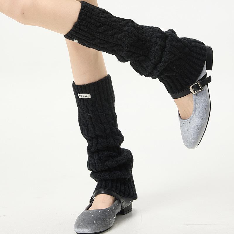 College style stack knitted socks cover deer plush texture cloth label eight-character twist leg cover calf socks