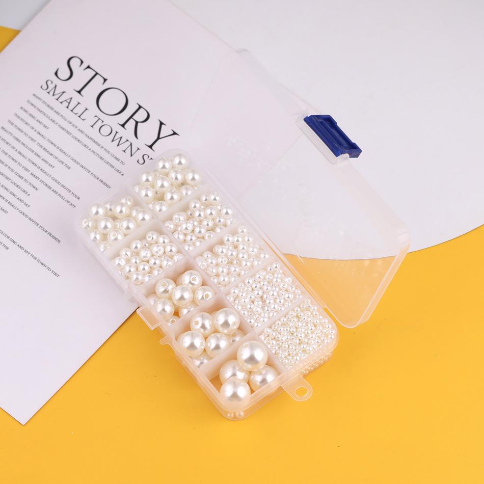 ABS No-Hole Imitation Pearl Bead Set for DIY Earrings - Multi-Size, Boxed