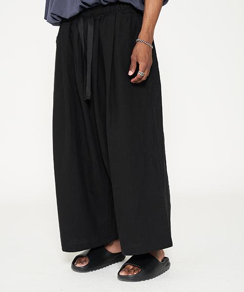 TENER Linen Baggy Wide Pants Black