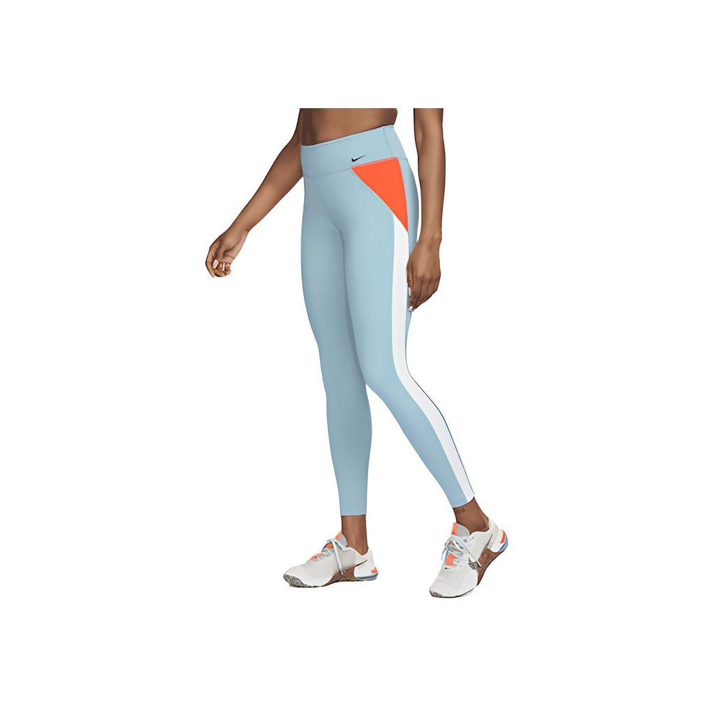 Nike One Dri-FIT Color Block Mid-Rise Leggings Women Leggings Blue DM7271-494