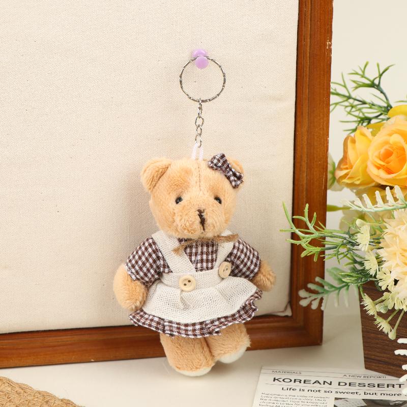 Cute Cartoon Wear Clothes Bear Rabbit Plush Toy Stuffed Doll Pendant Keychain Backpack Hanging Decoration Couple Gifts