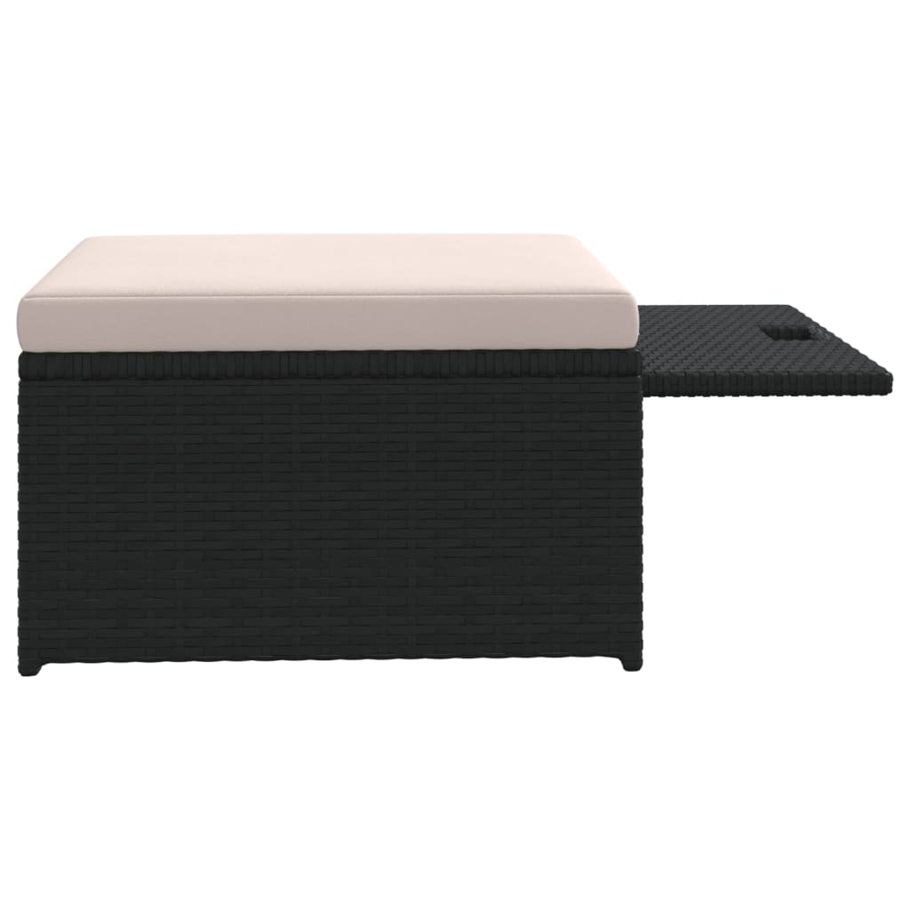 4 piece garden lounge set with cushions poly rattan black